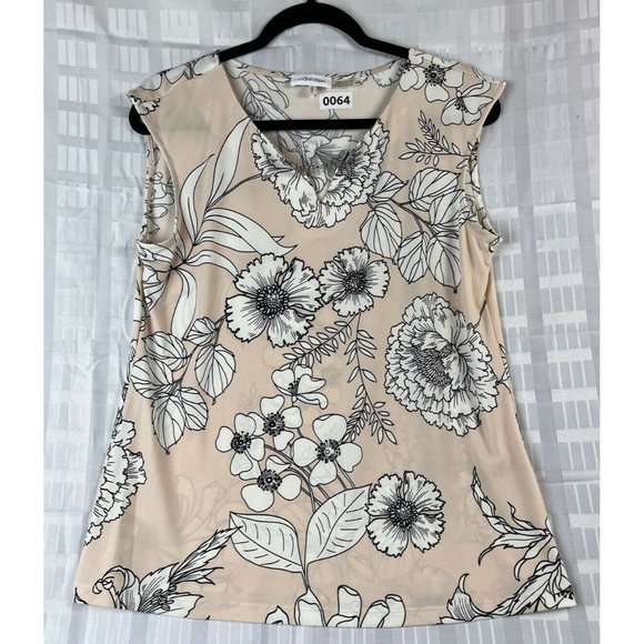 Calvin Klein Women Pink Peach Cap Sleeve T-Shirt M Chain Links - Picture 4 of 7